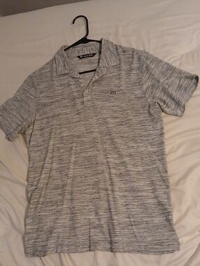 Travis Mathew Heathered Light Gray Polo